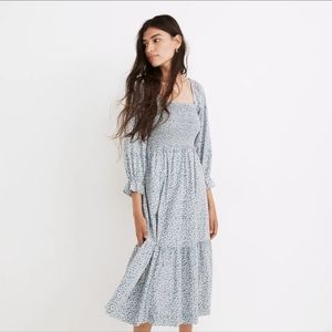 NWT Madewell Lucie Smocked Midi Dress